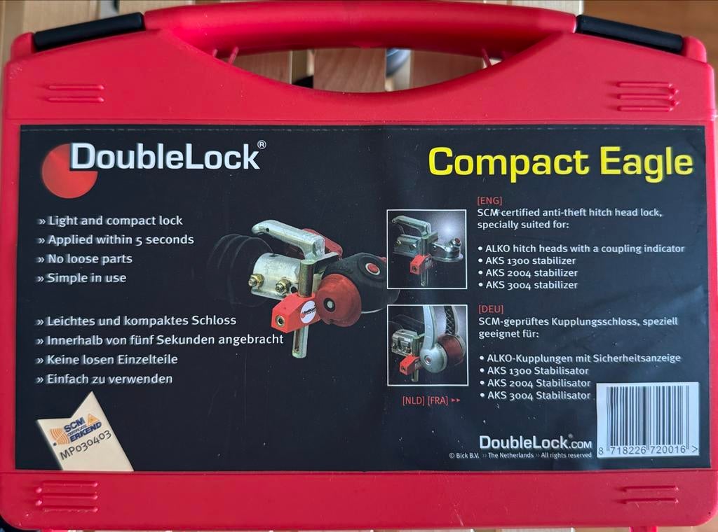DoubleLock Compact Eagle Koppelingslot Alko (SCM-gekeurd), Ophalen, Zo goed als nieuw