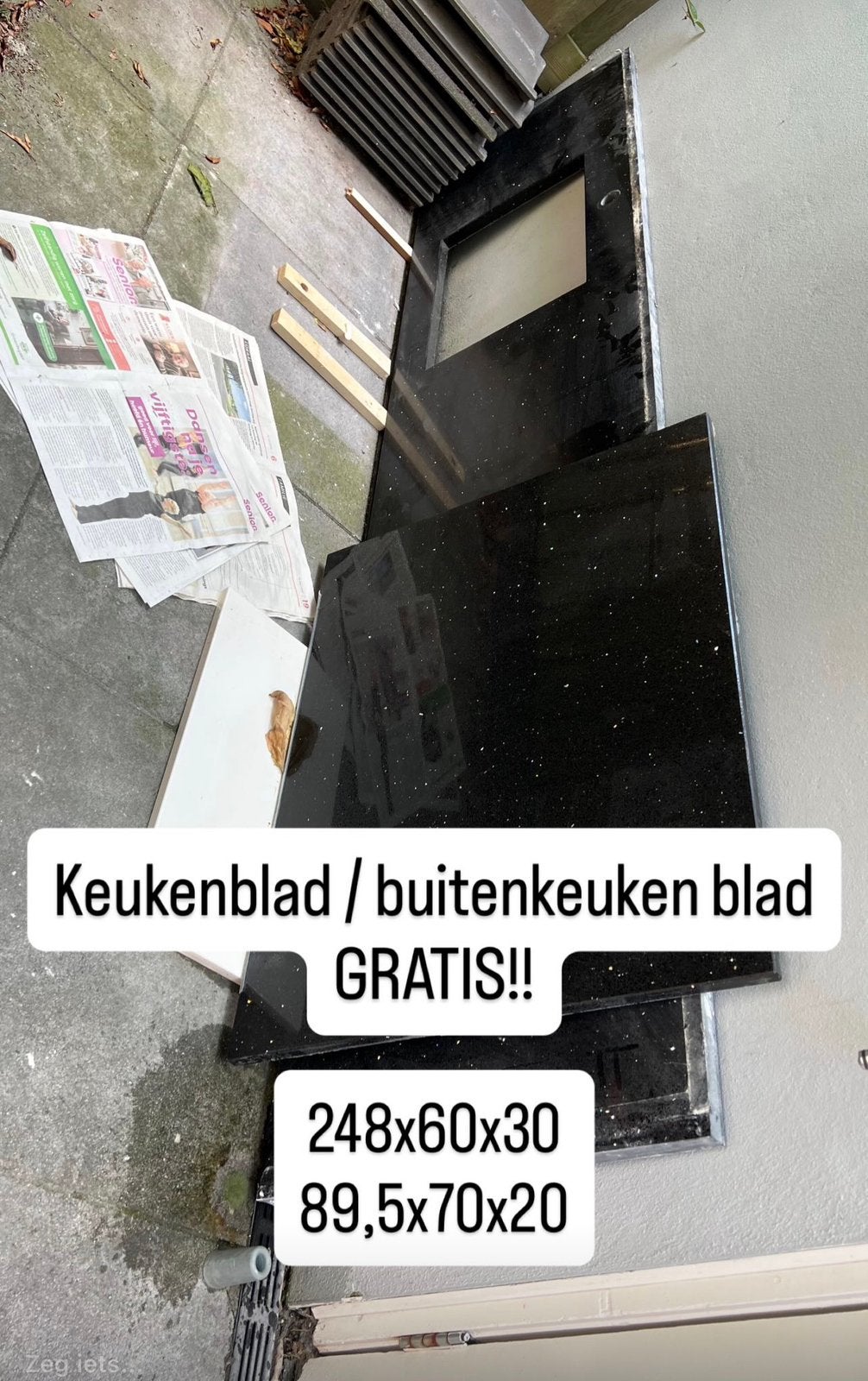 Keukenblad /buitenkeukenblad, Huis en Inrichting, Keuken | Keukenelementen, Ophalen, Gebruikt, 200 cm of meer, Zwart