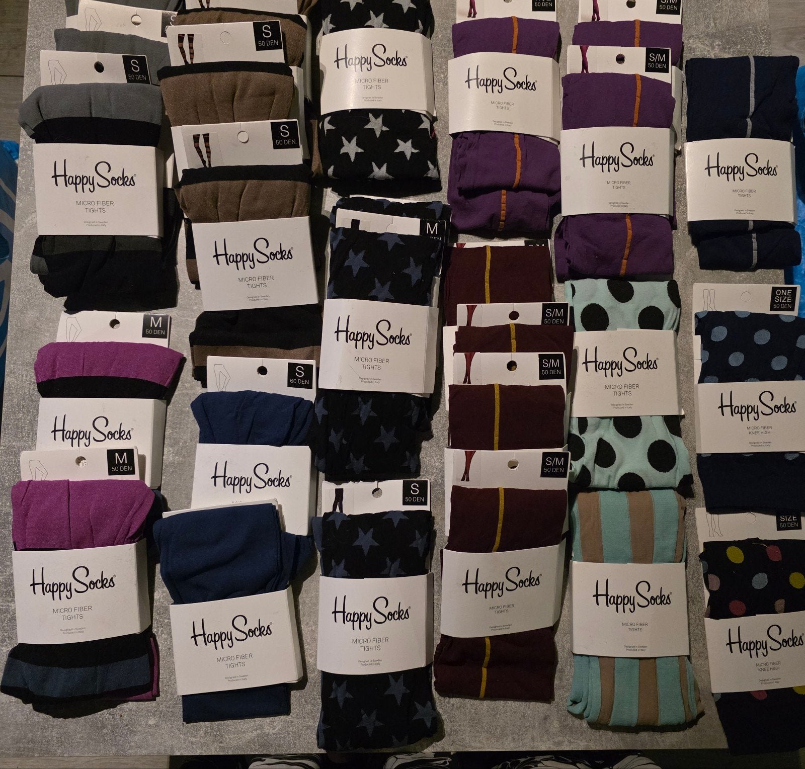 Grote partij 25 paar Happy Socks Pantys + 2x Kniekousen, Meerkleurig, Onbekend, Nieuw, Overige maten