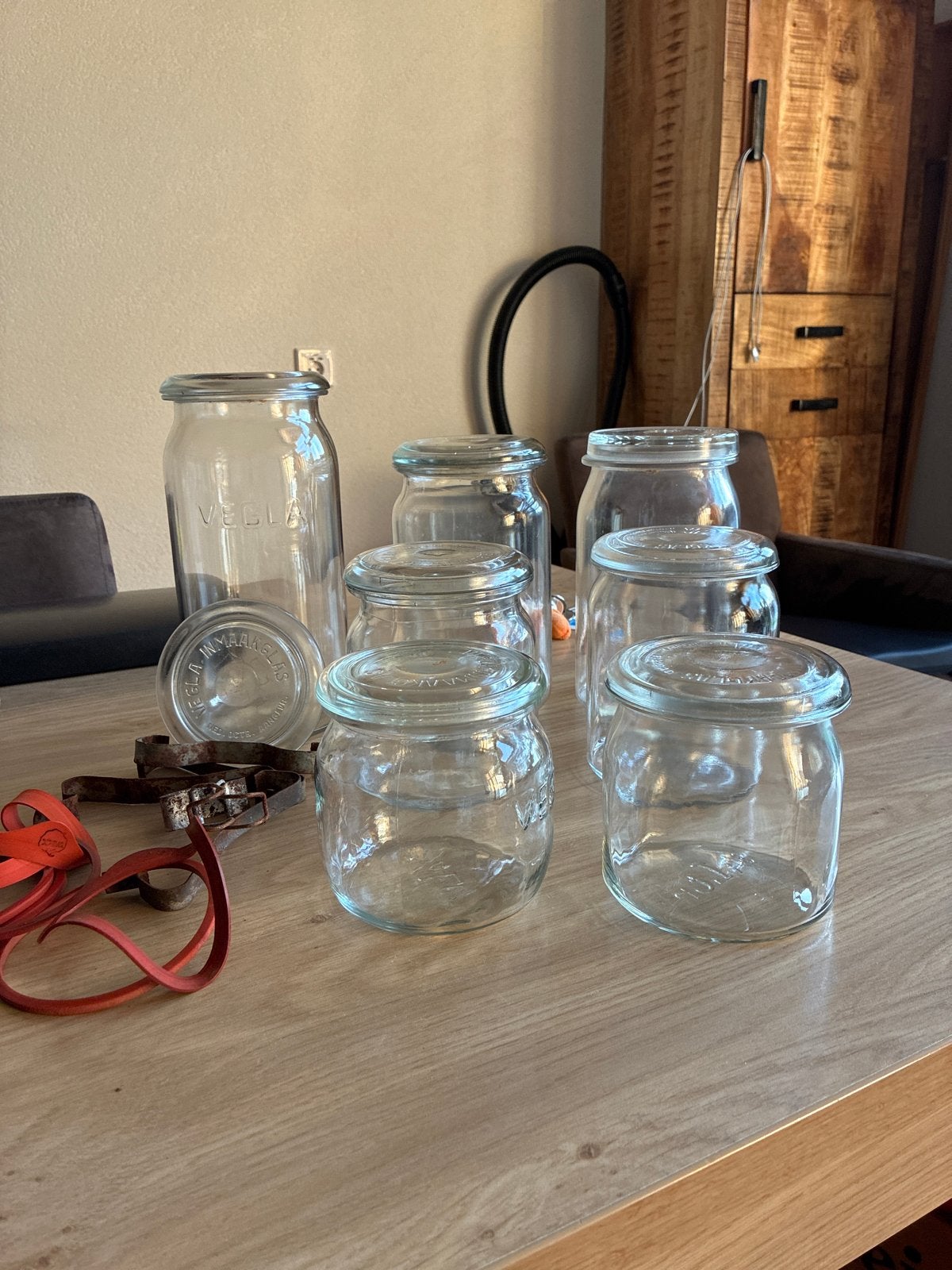 Set van 7 Weckpotten met beugels en ringen, Antiek en Kunst, Ophalen