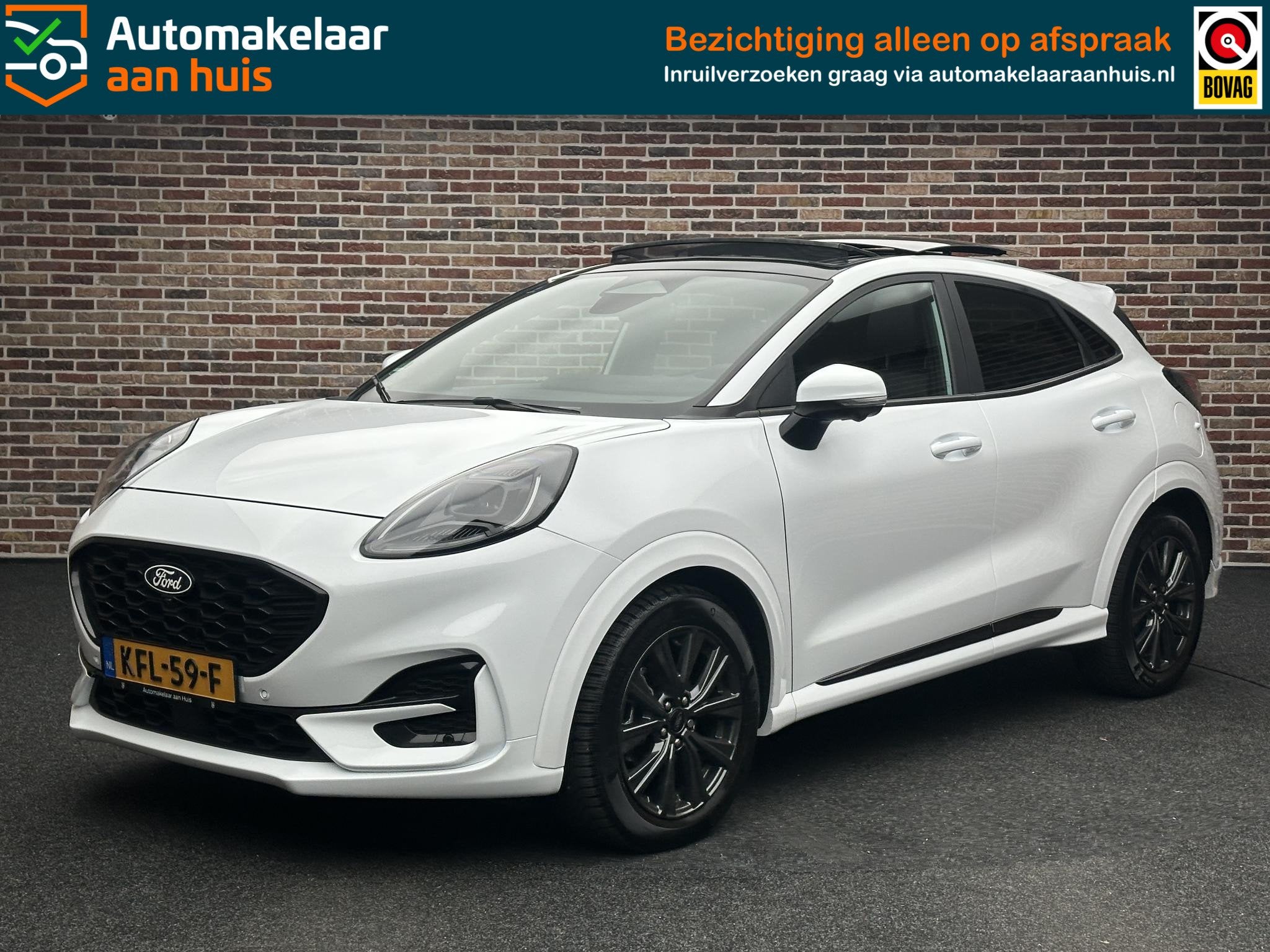 Ford Puma 1.0 Turbo Hybrid ST-Line X Panoramadak B&O Stuurwi, 125 pk, Euro 6, Leder en Stof, Wit