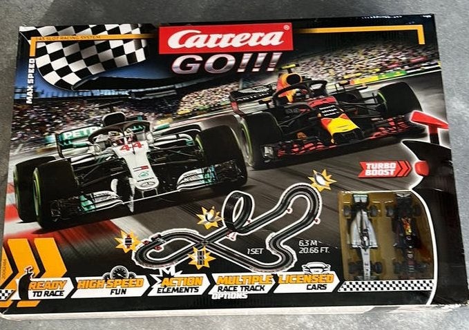 Carrera racebaan Max Verstappen en Lewis Hamilton, Racebaan, Carrera, Ophalen of Verzenden, Zo goed als nieuw
