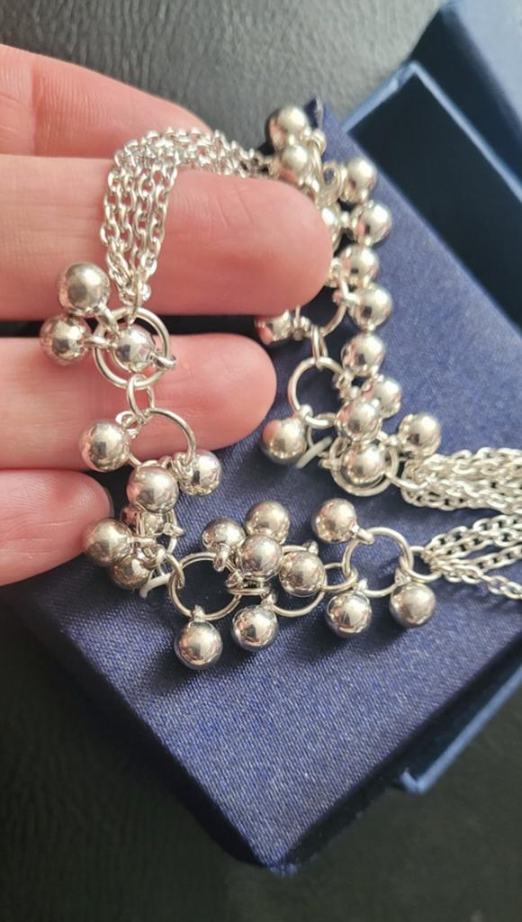 LBVYR Zilverkleurige Ketting en armband met Bolletjes, Overige materialen, Verstelbaar, Nieuw, Ophalen of Verzenden