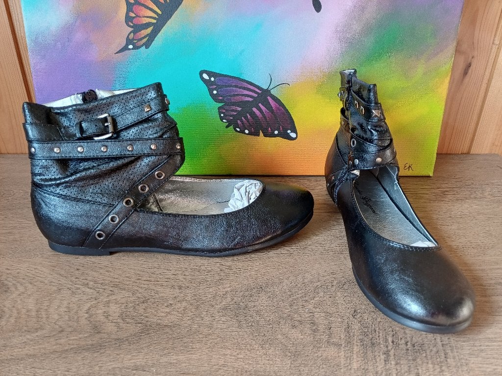 Rocker-look enkelband-ballerina's mt 41 Claudia Ghizzani, ., Zwart, Zo goed als nieuw, .