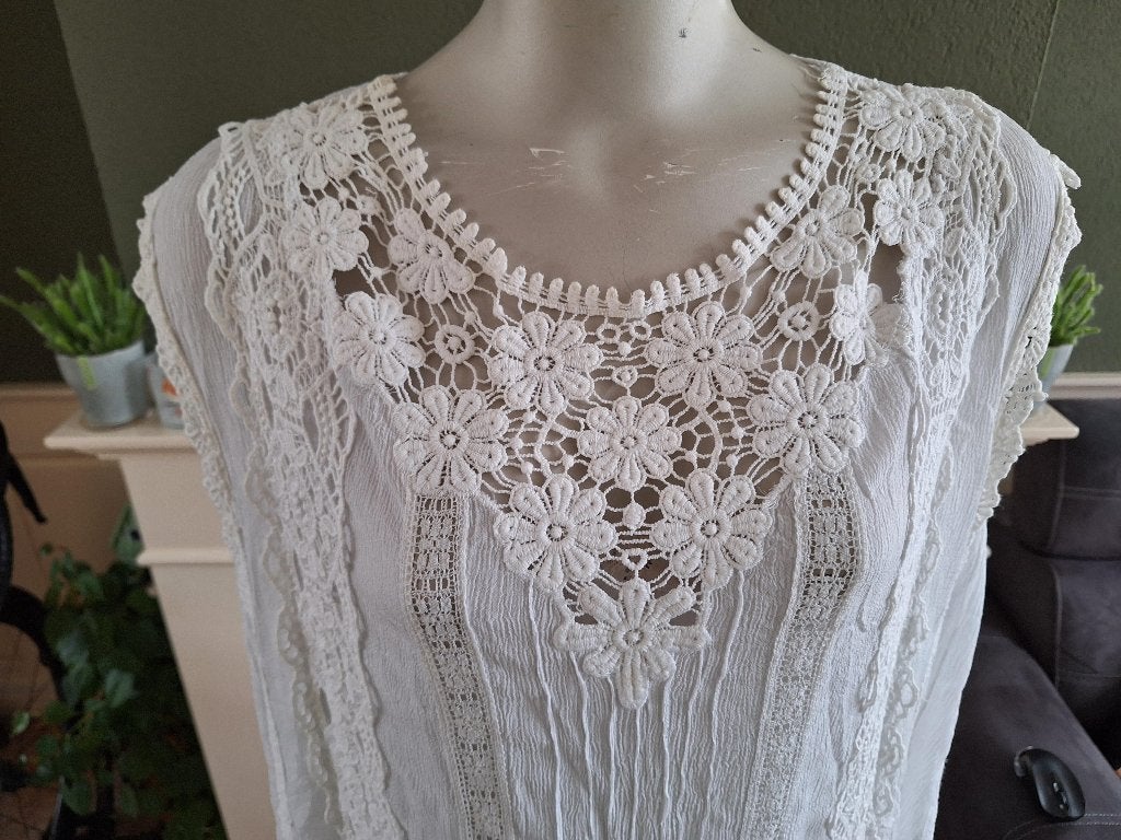 High Use boho romantisch jurk jurkje S 36 wit, Wit, Zo goed als nieuw, Knielengte, Maat 36 (S)