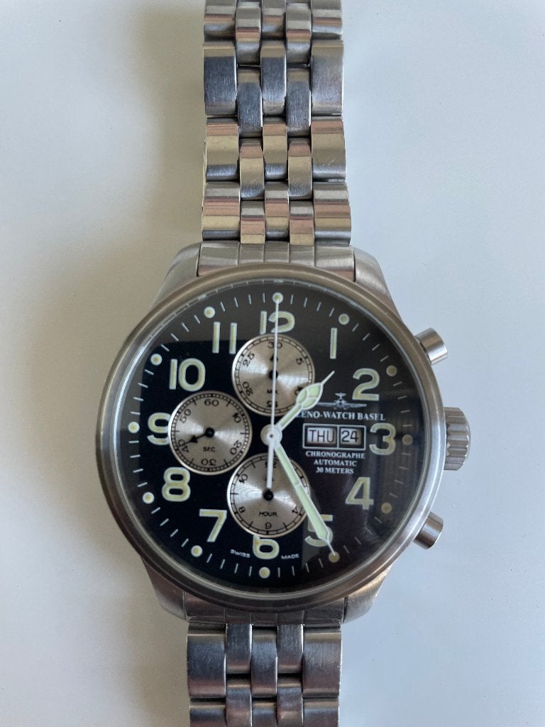 ZENO horloge automaat chronograaf, Staal, Staal, Polshorloge, Zo goed als nieuw