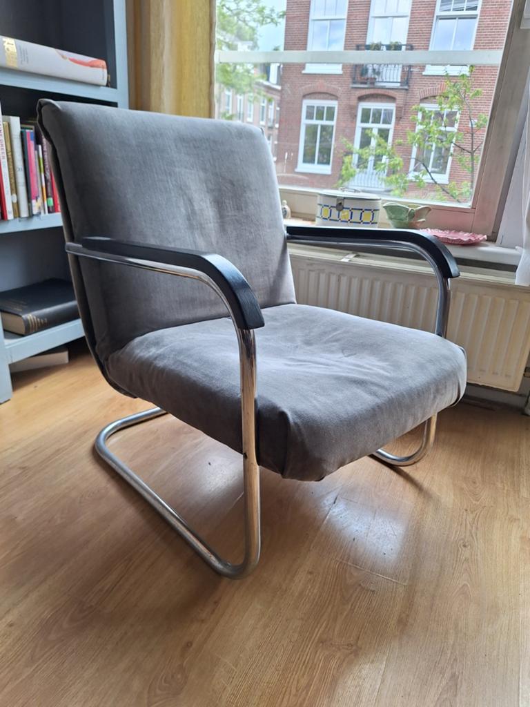 Bauhaus jaren 30 stoel antieke fauteuil, Ophalen, Gebruikt, 75 tot 100 cm, 50 tot 75 cm