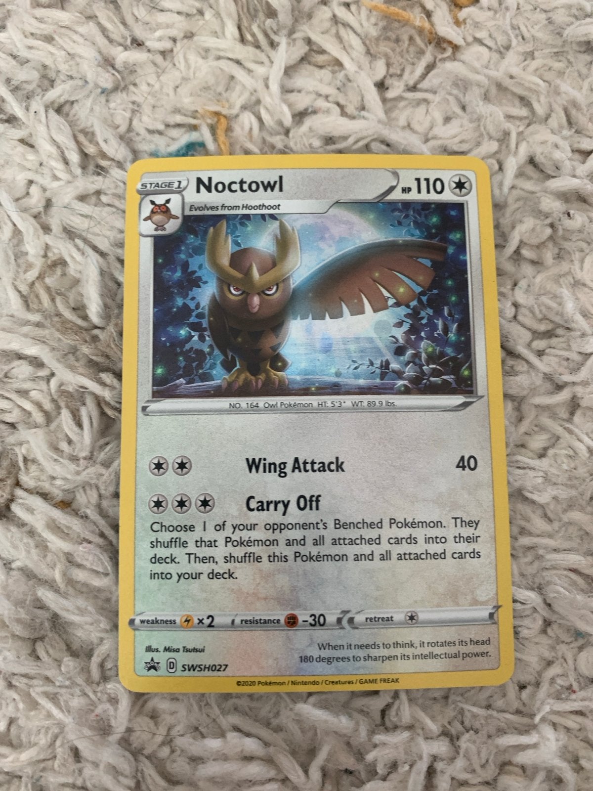 Pokémon Kaart Noctowl Holo promo, Ophalen of Verzenden, Zo goed als nieuw, Losse kaart