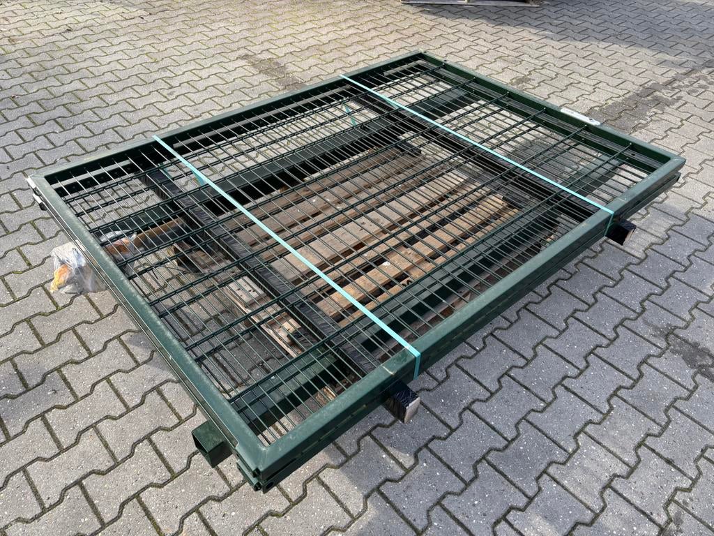 Dubbele Poort (dubbelstaafmat 6-5-6) 400 x 140 centimeter!, Tuin en Terras, Tuinpoorten, Zo goed als nieuw, Draaipoort, IJzer