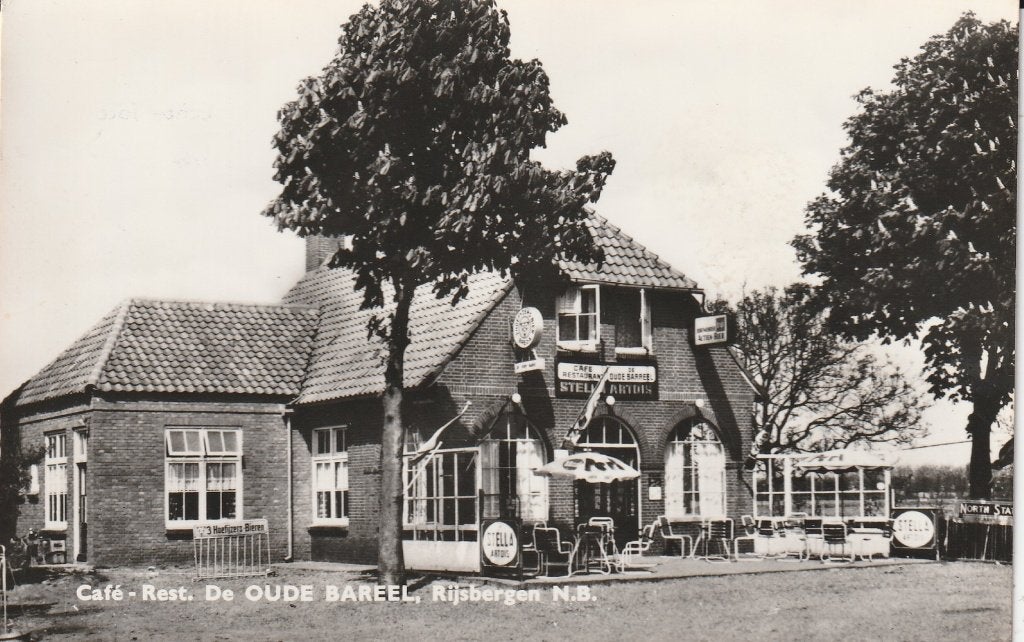 Rijsbergen   Cafe de Oude Bareel, Verzamelen, Ophalen of Verzenden, 1940 tot 1960, Ongelopen, Noord-Brabant