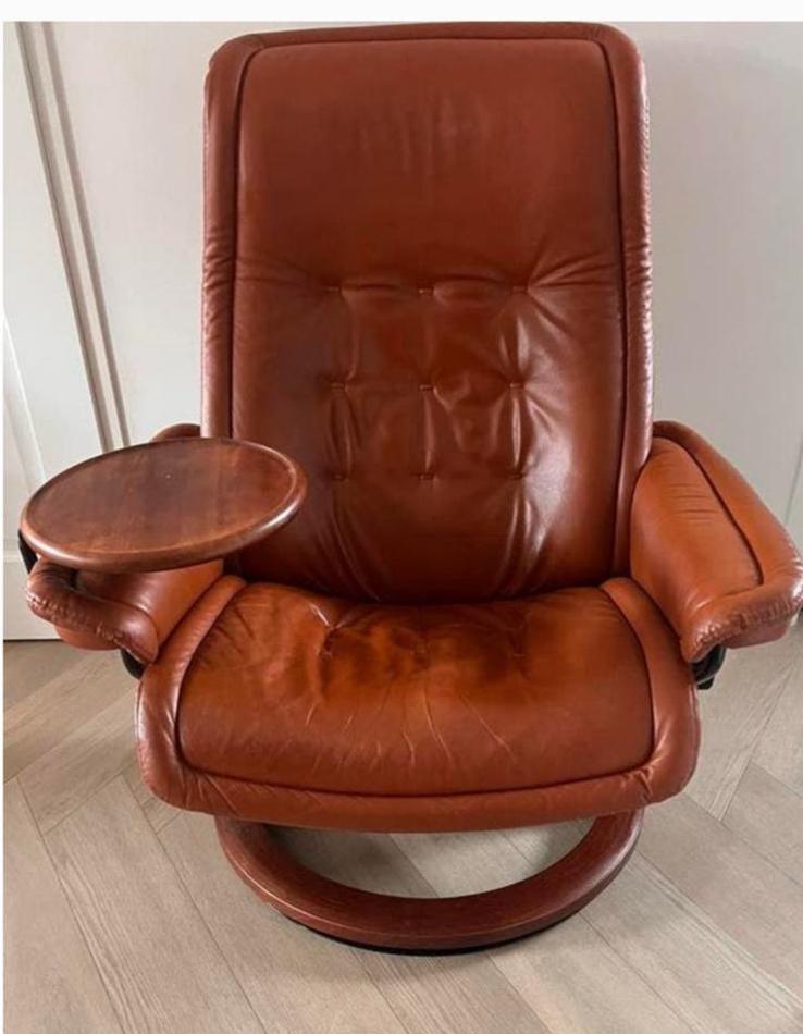 Ekornes Stressless relaxfauteuil met voetenbank, Ophalen, Minder dan 75 cm, Zo goed als nieuw, Leer