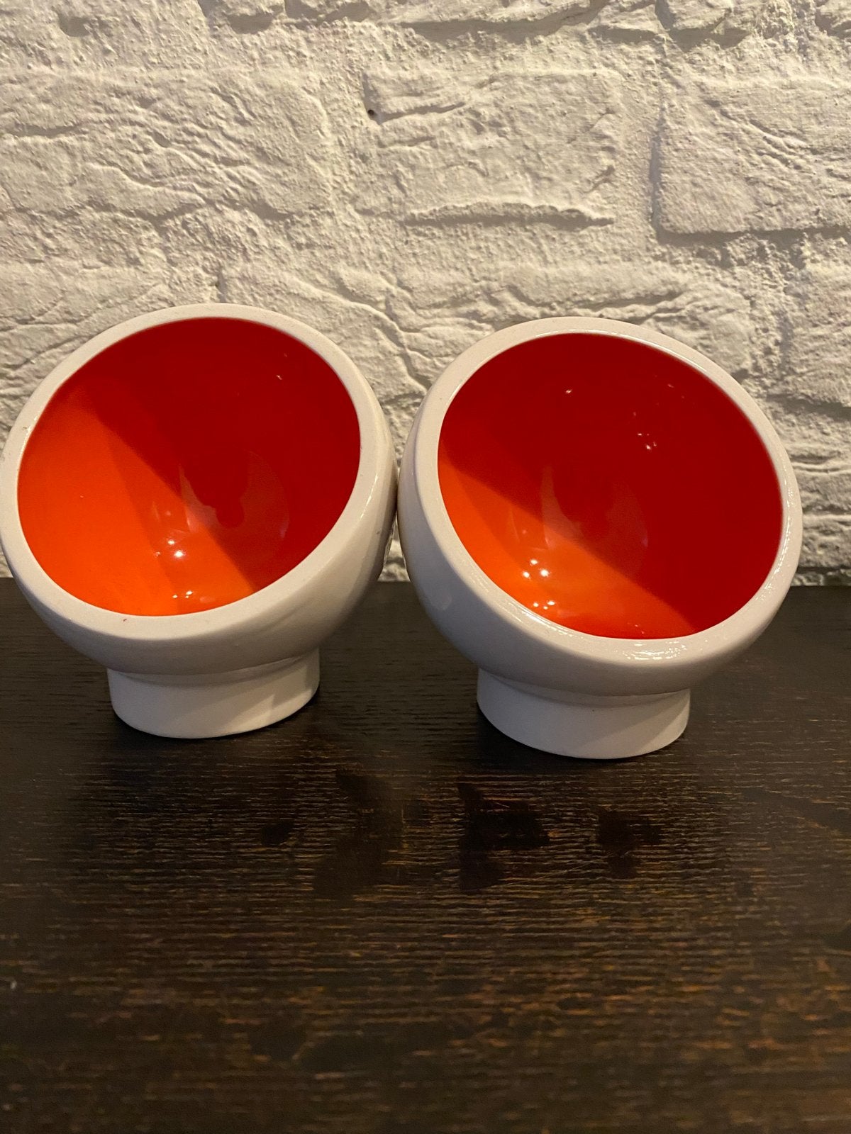 Retro pindaschaaltjes - Wit met oranje binnenkant, Ophalen
