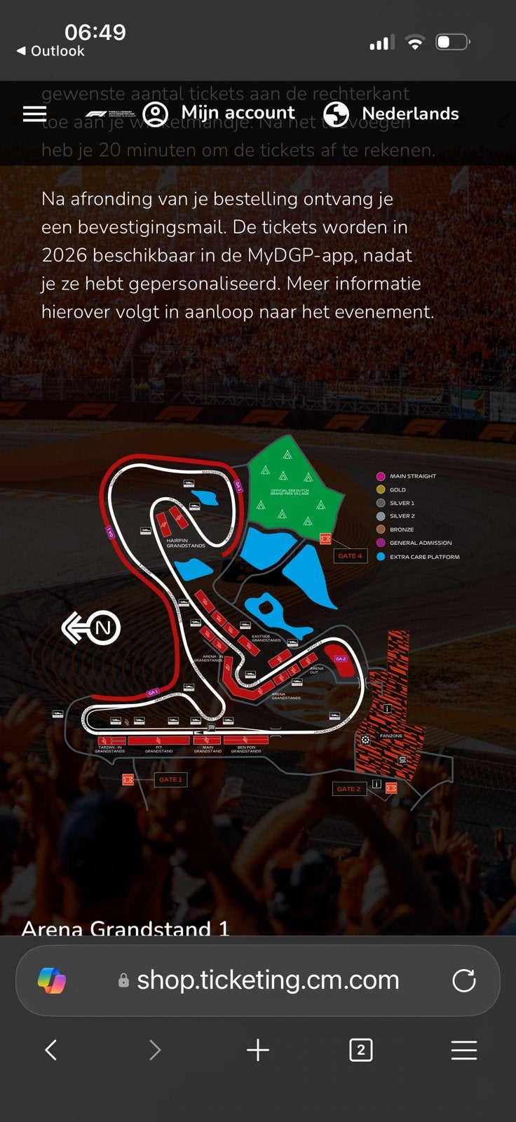 F1 vrijdag kaarten. 2 maal, Tarzan in grandstand 3, Twee personen
