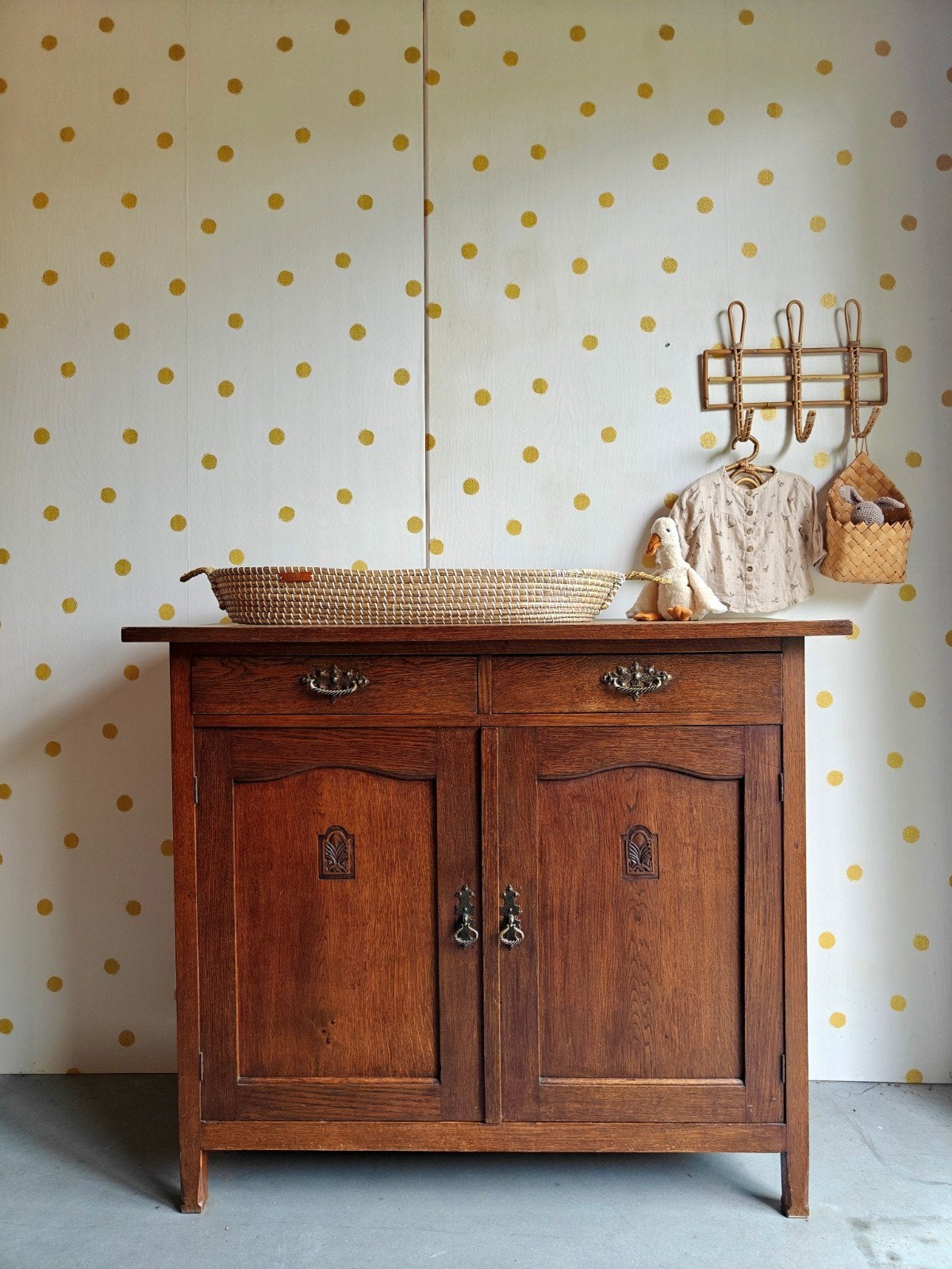 Vintage dressoir / eikenhout / Art Deco / bezorgen mogelijk, Ophalen of Verzenden, 25 tot 50 cm, Eikenhout, 100 tot 150 cm