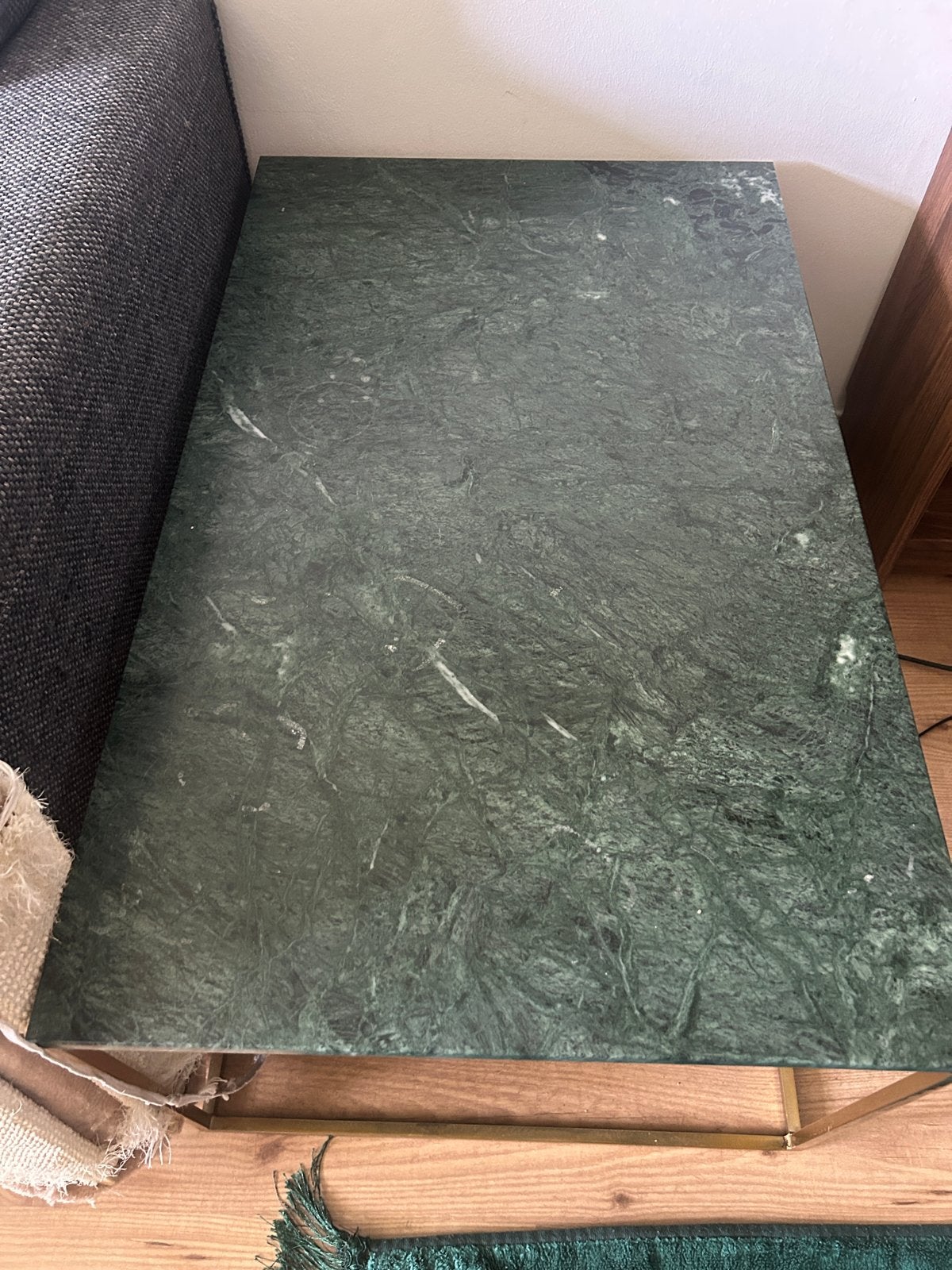 Echt Marmeren Salontafel rechthoekig - Groen Marmer, Gebruikt, 100 tot 150 cm, Geen, Overige materialen