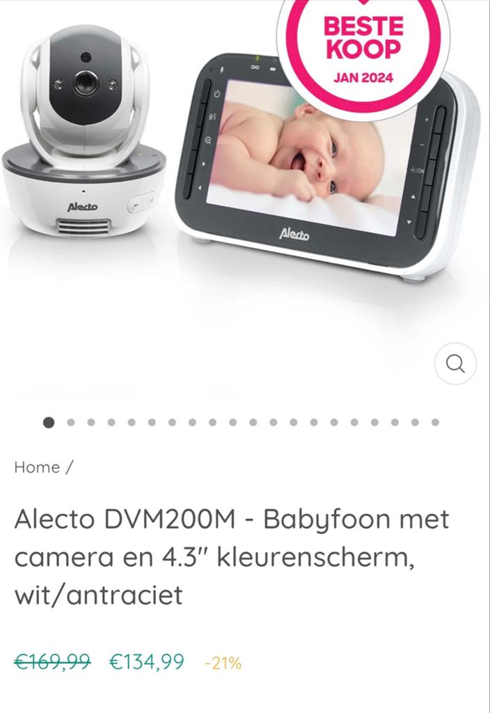 Alecto DVM200M Babyfoon met Kleurcamera - Nieuw in Doos, Ophalen, Nieuw, 250 meter of meer, Camera