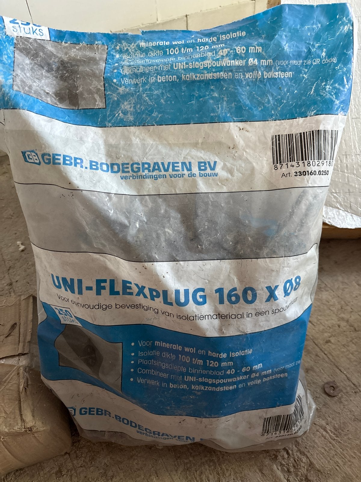Gebr. Bodegraven UNI-FLEXPLUG 160 x Ø8 isolatiepluggen, Doe-het-zelf en Verbouw, Ophalen of Verzenden, Nieuw