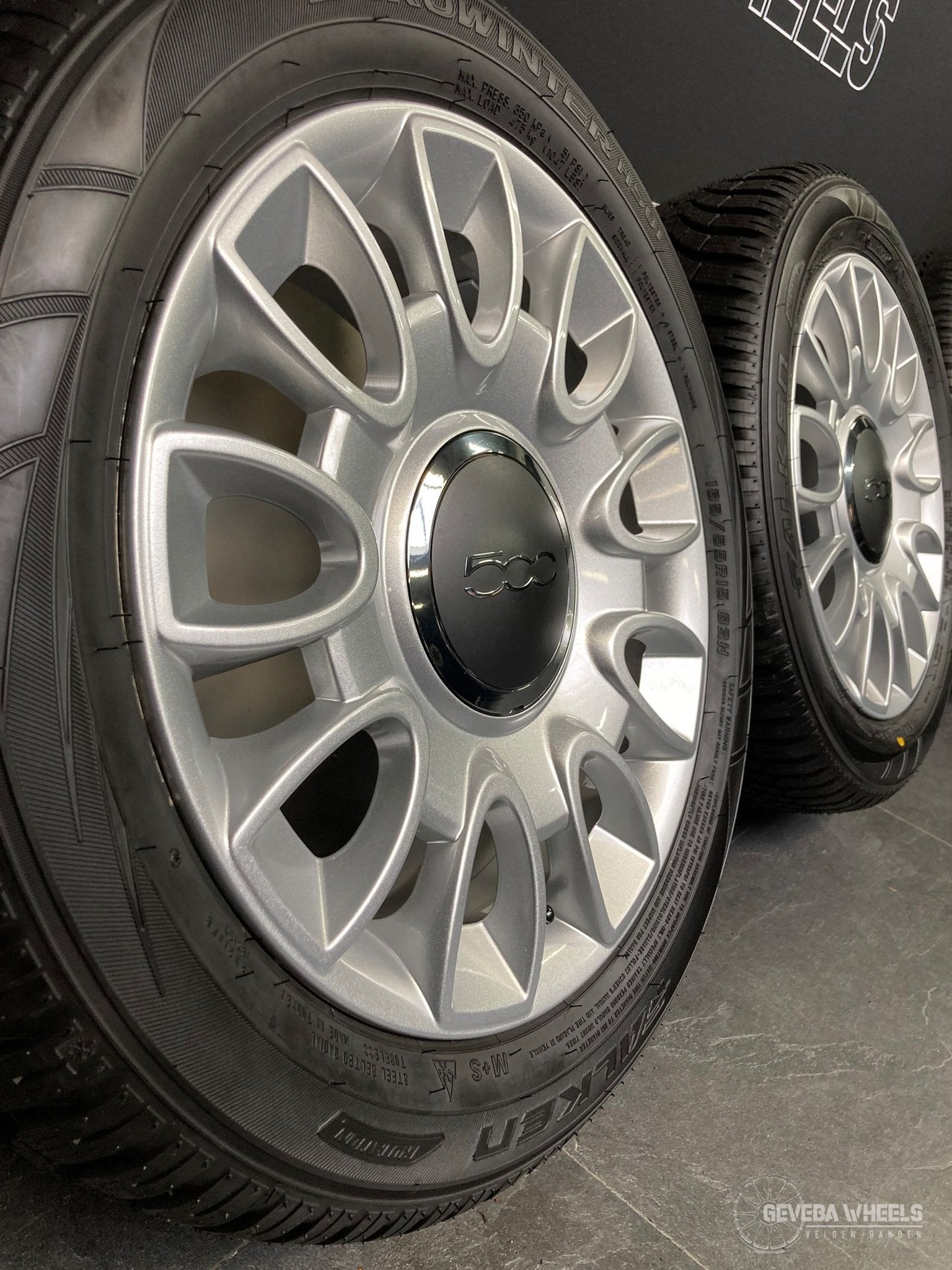 15” originele Fiat 500 velgen + winterbanden 4x98 185/55/15, Auto-onderdelen, Banden en Velgen, Gebruikt, 15 inch, -, -