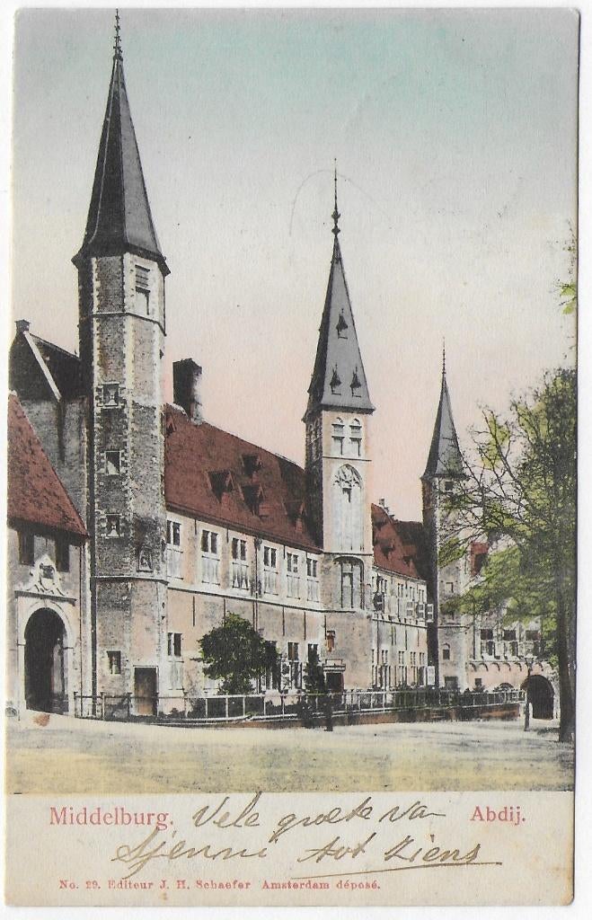 Middelburg Abdij Ansichtkaart uit 1933 ( B4147, Ophalen of Verzenden, 1940 tot 1960, Gelopen, Zeeland