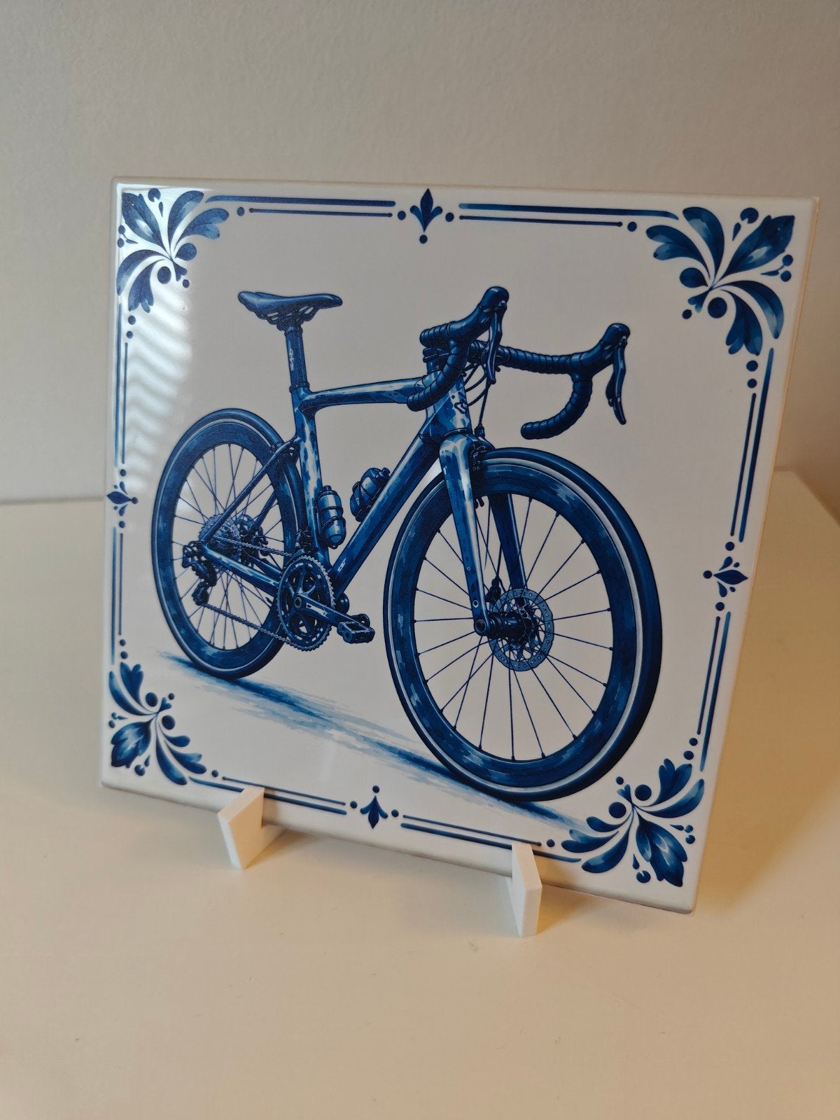 Delfts Blauw Tegel met Racefiets Afbeelding, Ophalen of Verzenden