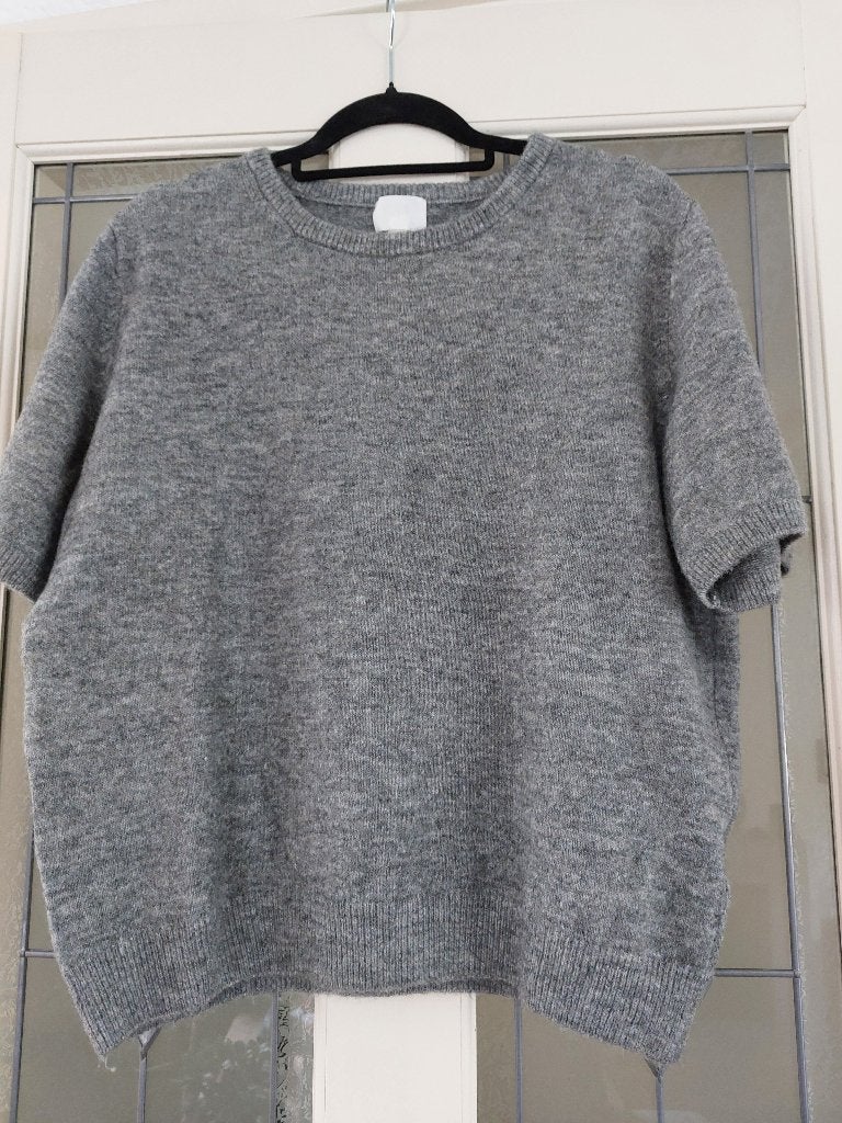 Nieuw grijs truitje met korte mouw, H&M< maat XL, Kleding | Dames, Truien en Vesten, H&M, Maat 46/48 (XL) of groter, Nieuw, Ophalen of Verzenden