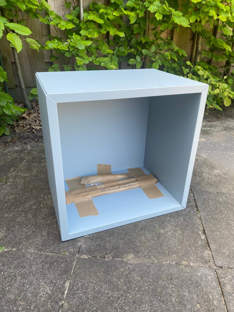 Lichtblauwe kubus kastje/nachtkastje ikea eket, Ophalen of Verzenden