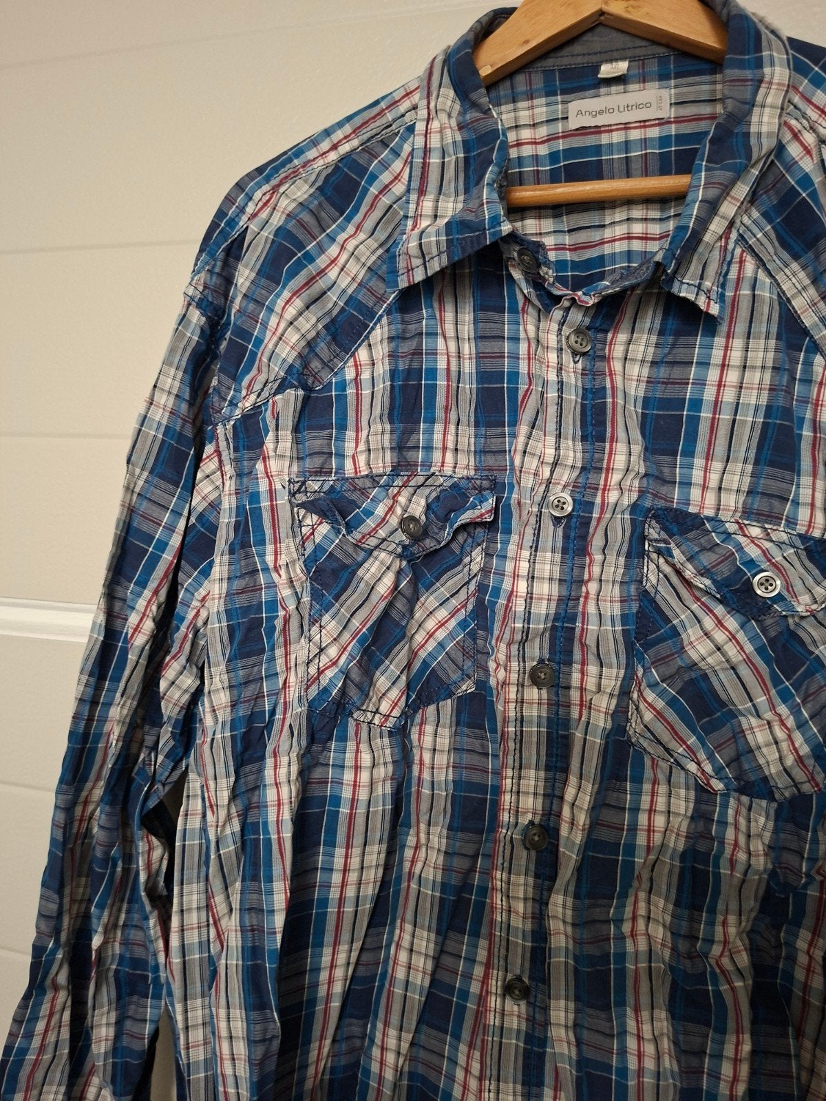 Angelo Litrico Overhemd Maat 3XL - Geruit Blauw/Rood, Blauw, Angelo Litrico, Ophalen of Verzenden, Overige halswijdtes