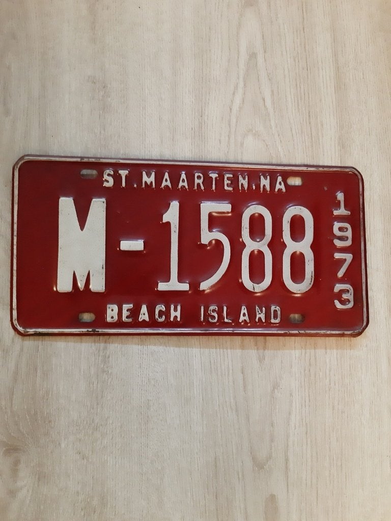 Nummerbord Sint Maarten uit 1973, Verzenden, Gebruikt, Auto's