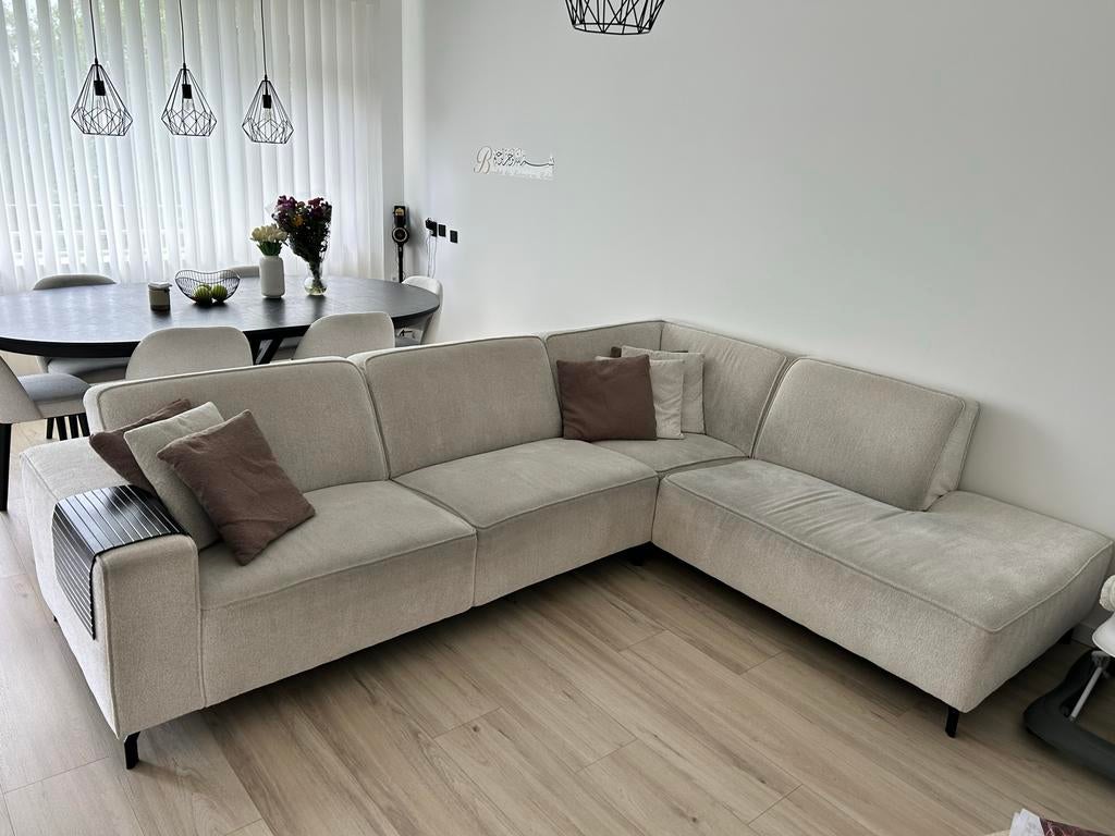 Decor Wonen Teddy Stoffen Hoekbank Beige - 300x225 cm, Ophalen, Gebruikt, Hoekbank, 300 cm of meer