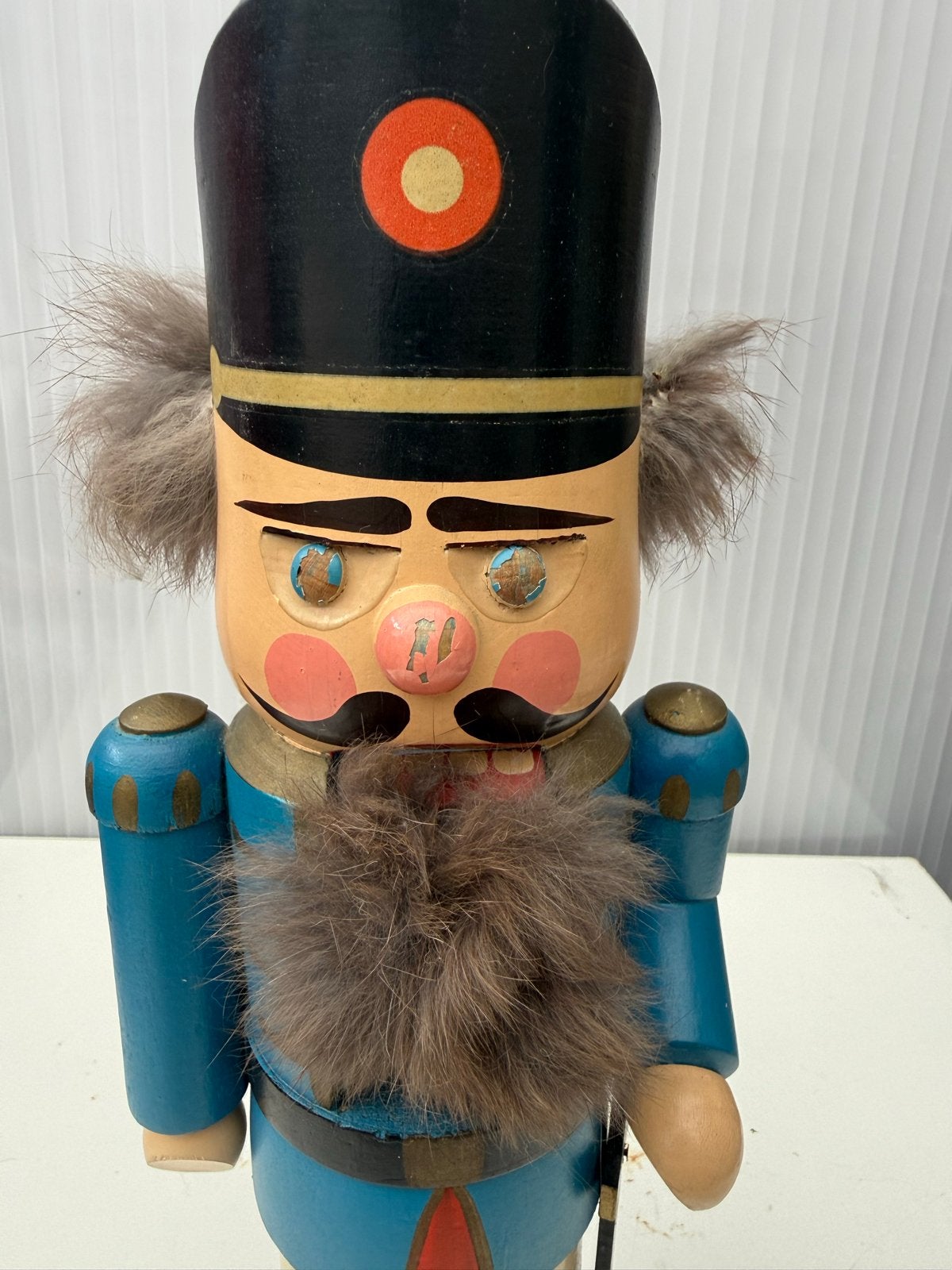Vintage Notenkraker Soldaat - Blauw Houten Decoratie, Ophalen, Gebruikt