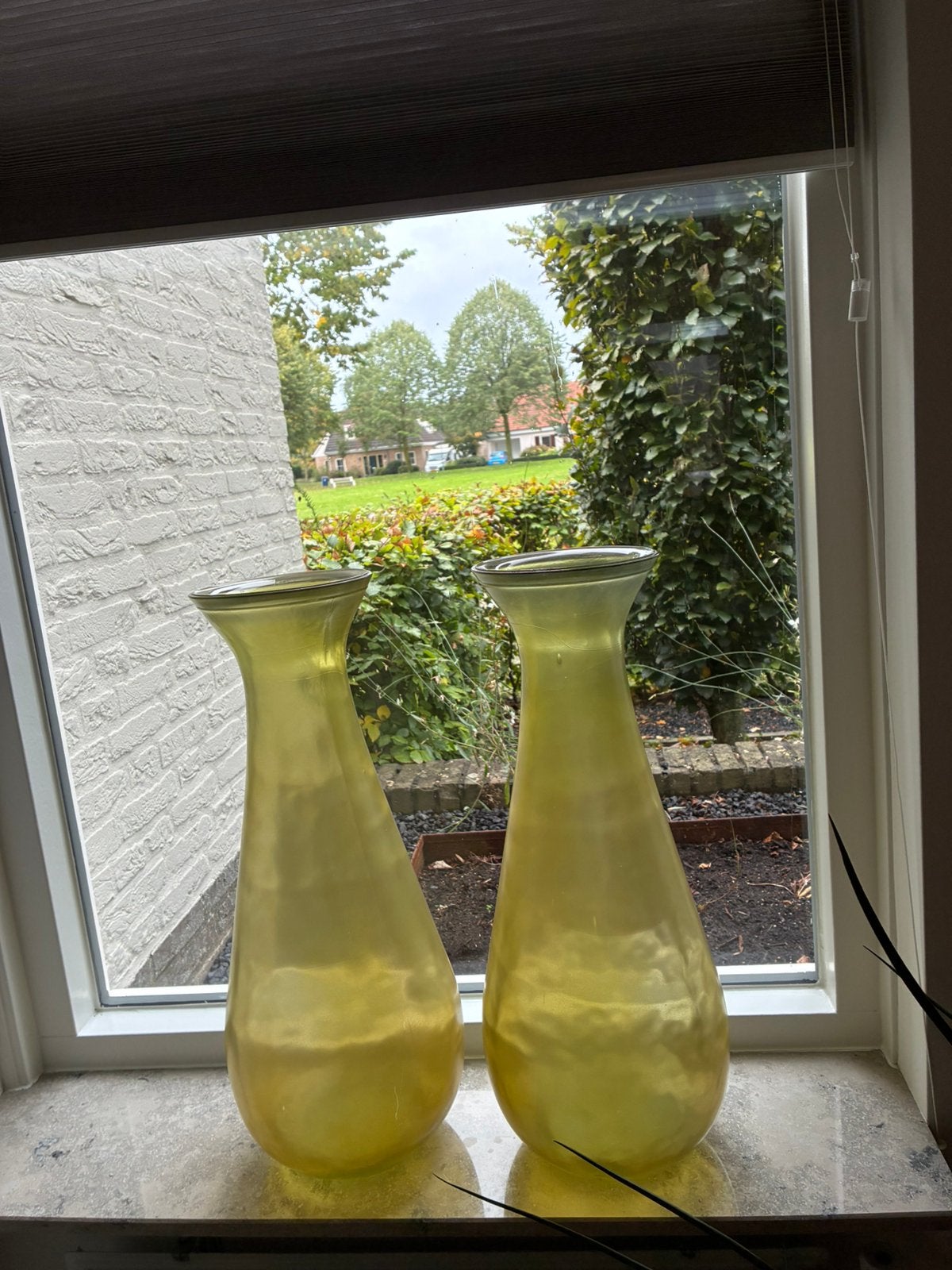 Geel/groene vazen, Ophalen, Gebruikt, Geel, Glas