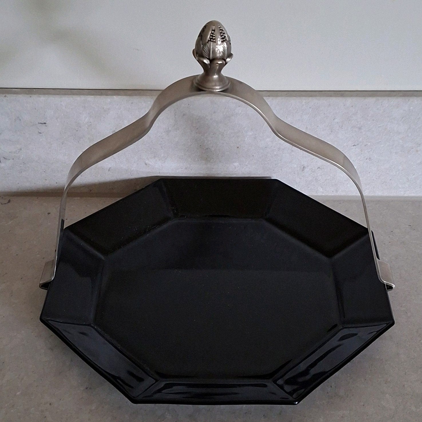Vintage Arcoroc Octime zwart serveerbord met hengsel, Huis en Inrichting, Overige merken, Ophalen of Verzenden, Overige stijlen