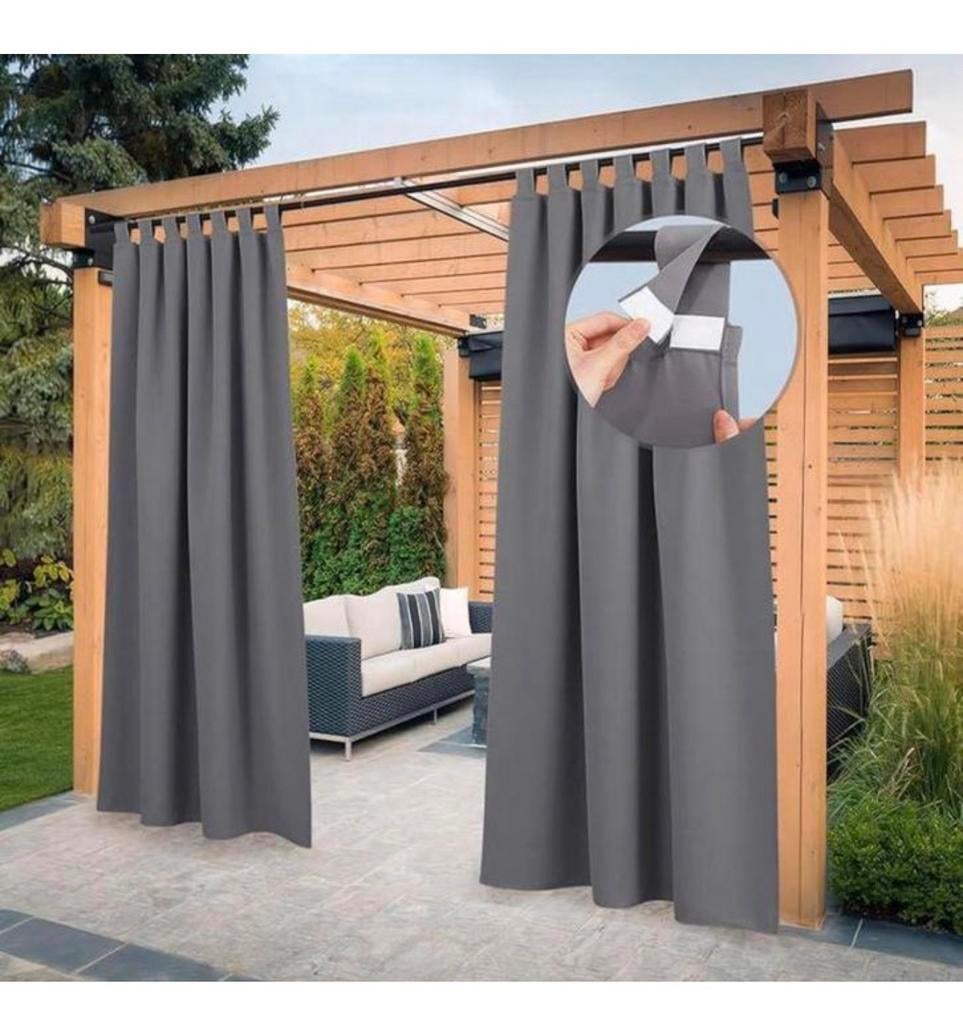 Set gordijnen voor buiten waterdicht klittenband 132 x 243cm, 100 tot 150 cm, 200 cm of meer, Nieuw, Ophalen of Verzenden