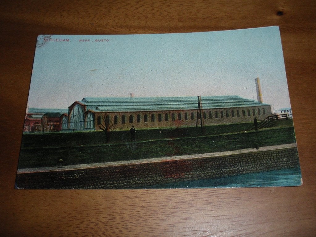 Schiedam  Werf Gusto Scheepswerf, Verzamelen, Ansichtkaarten | Nederland, Verzenden, Voor 1920, Ongelopen, Zuid-Holland