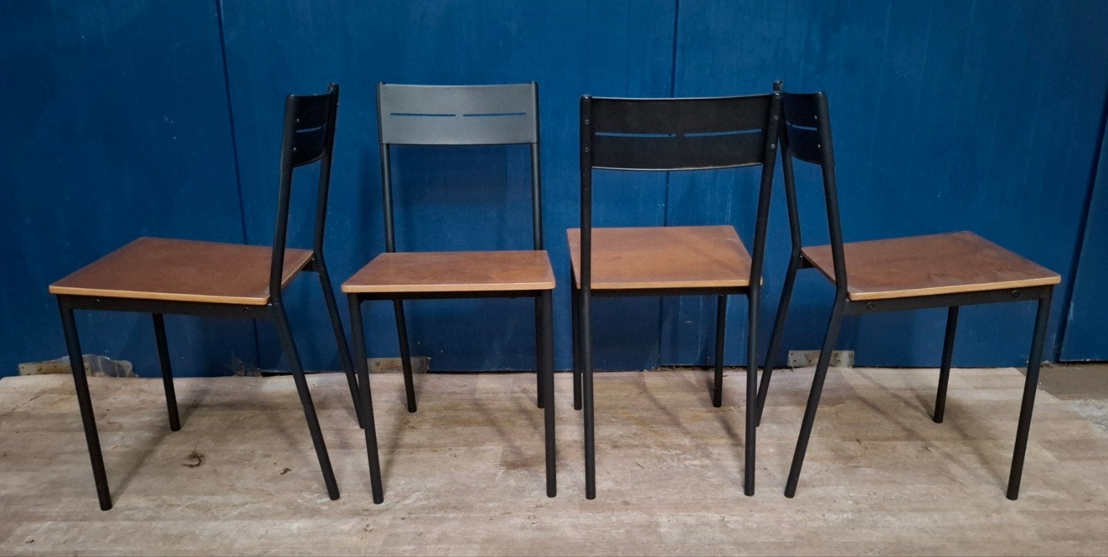4 x Ikea Sandsberg stoelen / eettafel stoelen, Ophalen, Zwart, Zo goed als nieuw, Vier