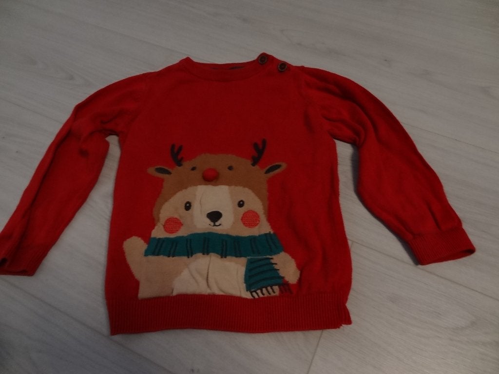 Trui in rood met beer prima staat  maat 86, Kinderen en Baby's, Babykleding | Maat 86, Ophalen of Verzenden, Gebruikt, Jongetje of Meisje