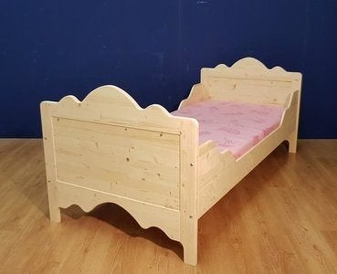 Massief houten bed zonder of met 2 bedladen, 85 tot 100 cm, Nieuw, Ophalen of Verzenden, Lattenbodem
