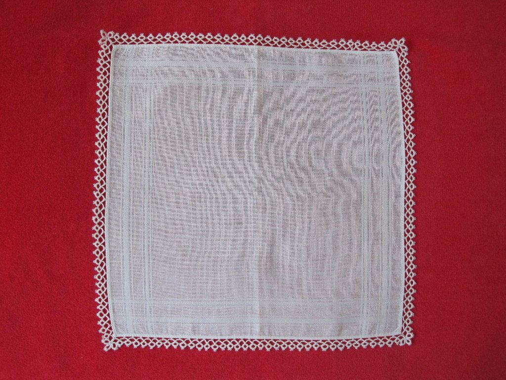 Vintage wit zakdoekje met gehaakte rand, Antiek en Kunst, Ophalen of Verzenden