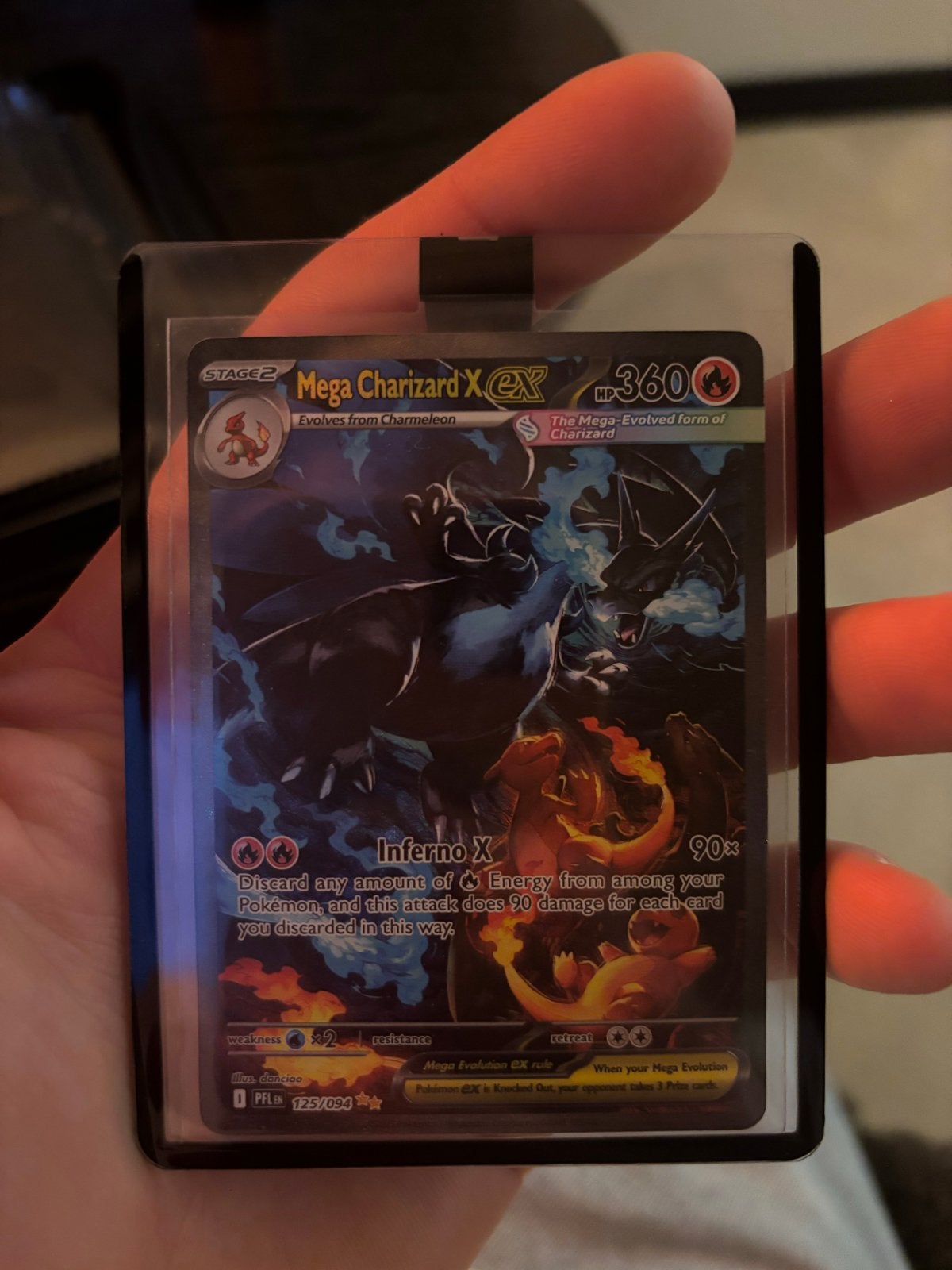 Mega Charizard EX 125 Pokémon Kaart, Ophalen, Zo goed als nieuw, Losse kaart, Foil