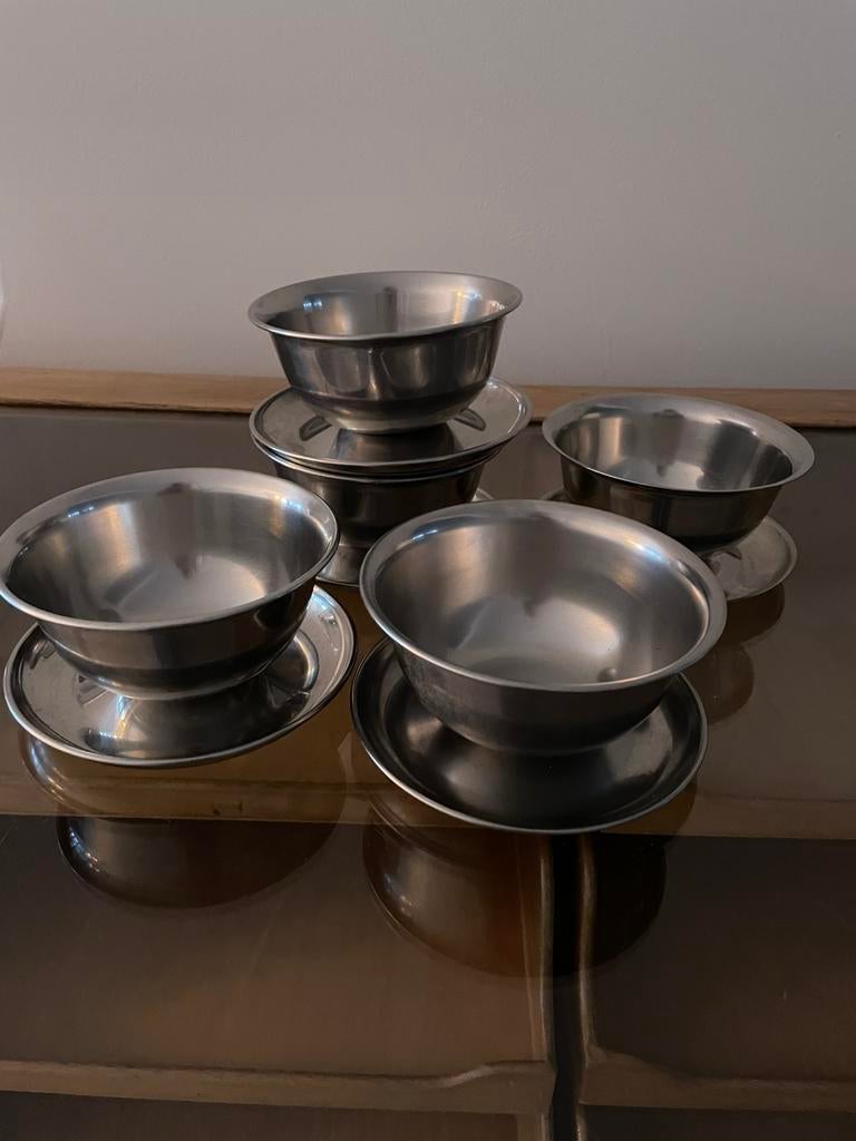 6 vintage industrieel soepkommen soepkom kom bakje schotel, Ophalen of Verzenden