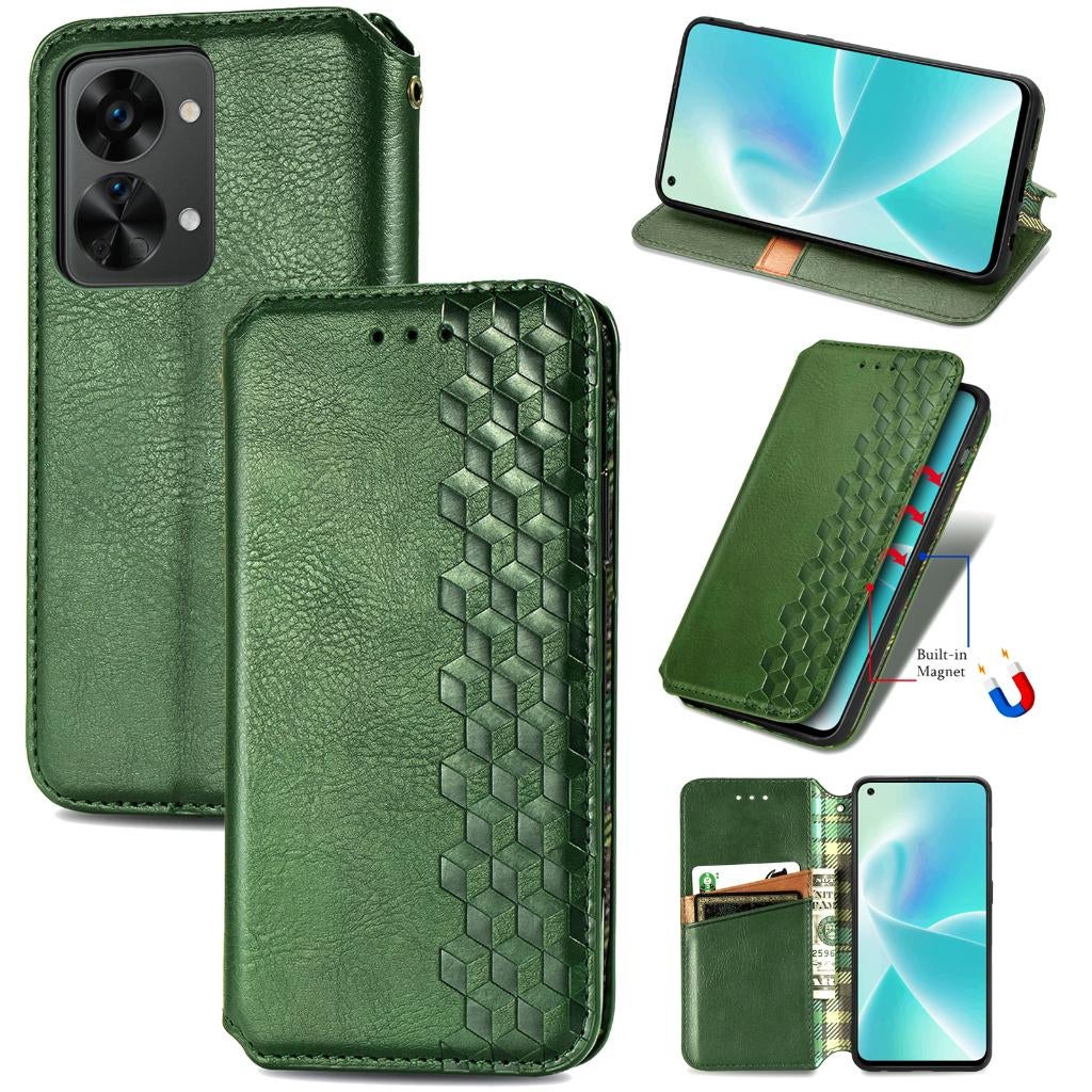 OnePlus Nord 2T Luxe PU Lederen Wallet Case Set _ Groen, Verzenden, Nieuw, Hoesje of Tasje