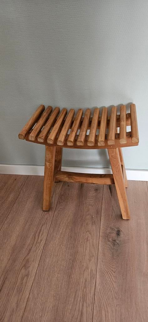 Teakhouten sauna krukje / bankje, Ophalen of Verzenden, Gebruikt, Hout