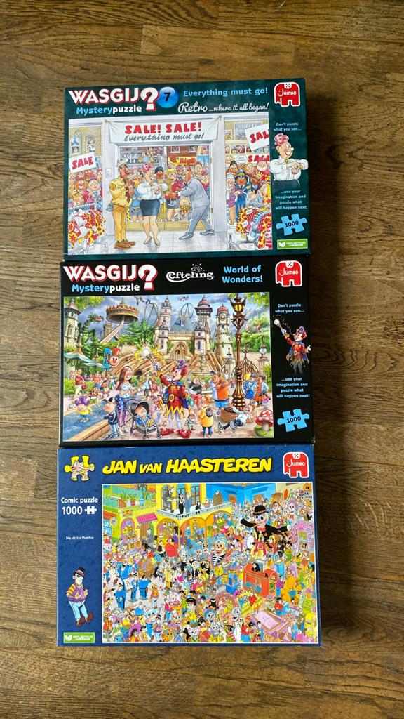 Wasgij & Jan van Haasteren puzzels - 1000 stukjes, Hobby en Vrije tijd, Denksport en Puzzels, Ophalen, 500 t/m 1500 stukjes, Gebruikt