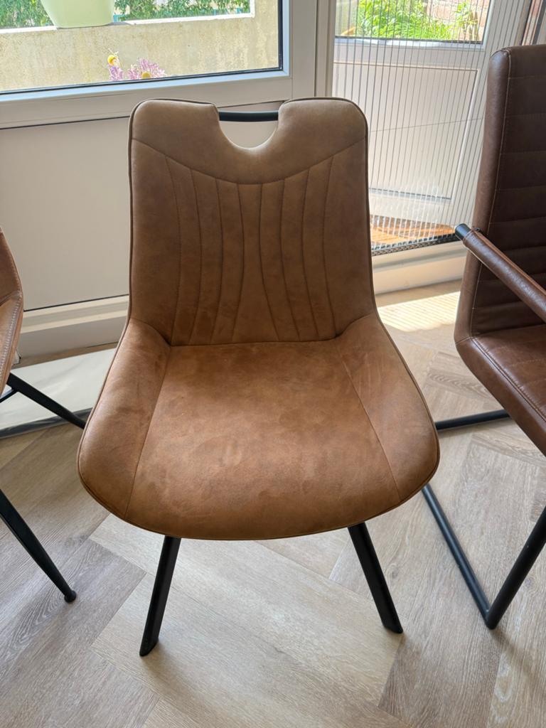 Moderne Eetkamerstoel Cognac - Comfortabel & Stijlvol, Huis en Inrichting, Stoelen, Ophalen, Bruin, Zo goed als nieuw, Stof
