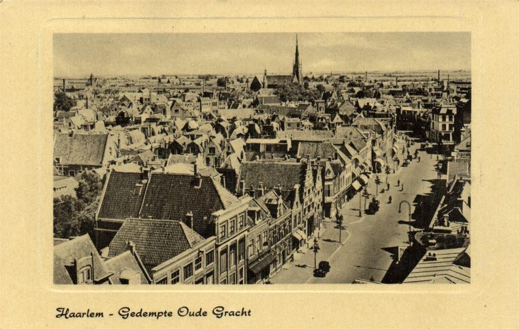 Haarlem - Gedempte Oude Gracht - vanuit de lucht - 1954 gelo, Ophalen of Verzenden, Voor 1920, Gelopen, Noord-Holland