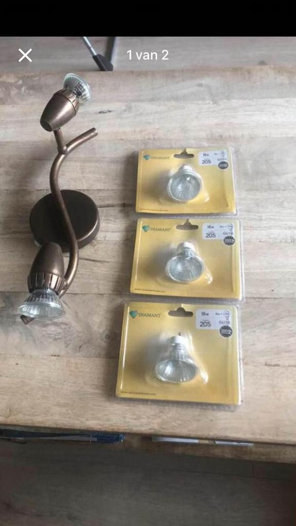 Dubbele spot armatuur, Ophalen, Zo goed als nieuw, Metaal of Aluminium, Plafondspot of Wandspot