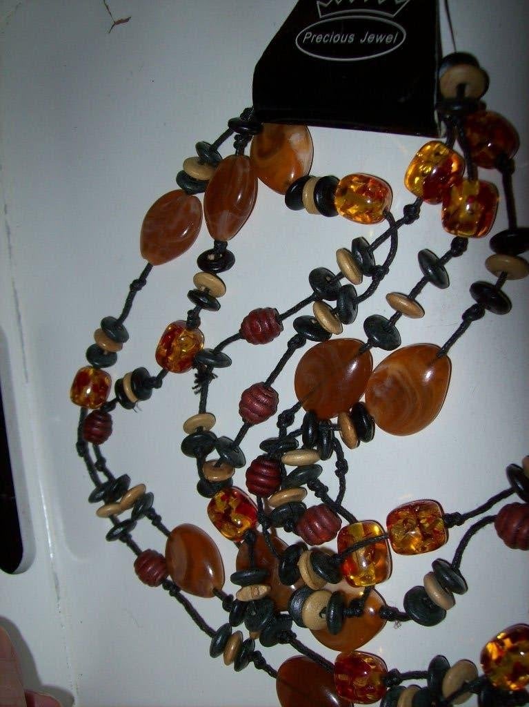Ketting Zwart Bruine steen Mooie Fraai Lang model, Sieraden, Tassen en Uiterlijk, Kettingen, Overige kleuren, Verzenden, Nieuw