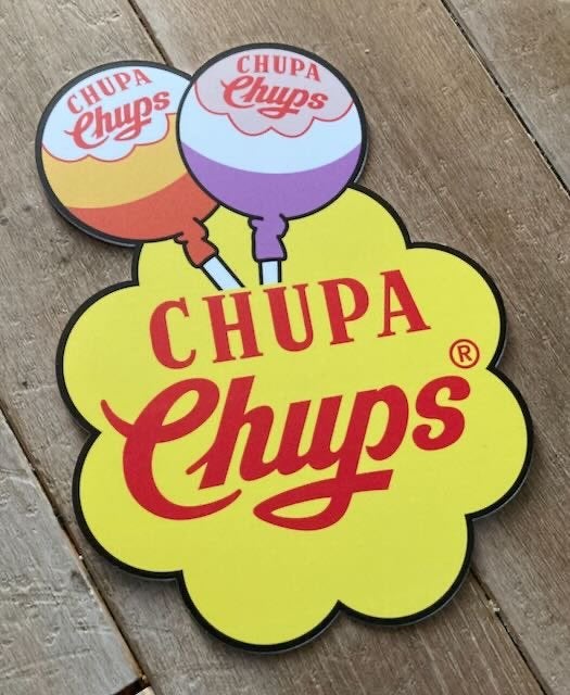 Chupa Chups retro reclamebord   kunststof +-30x22 cm, Ophalen of Verzenden, Zo goed als nieuw, Reclamebord