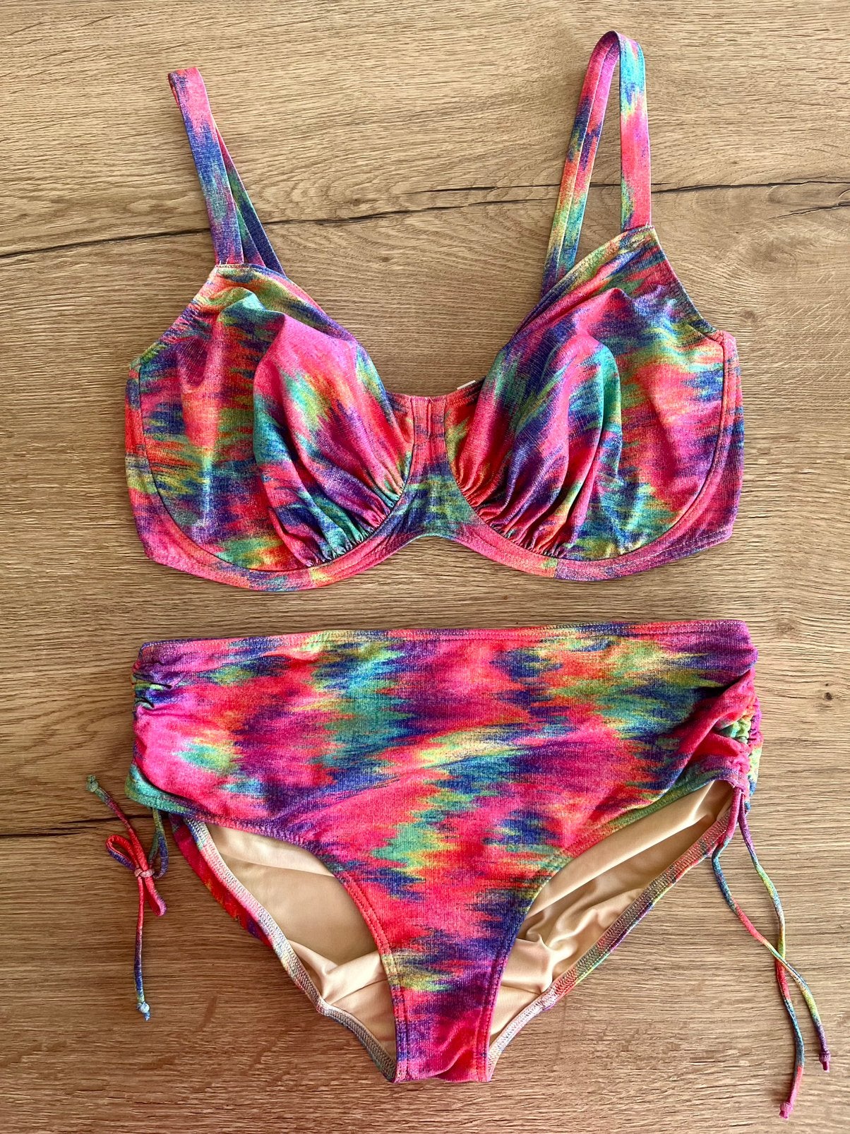 Prima donna 85H en bbh broekje 42 fuchsia blauw groen print, Bikini, Gedragen, Meerkleurig, Verzenden