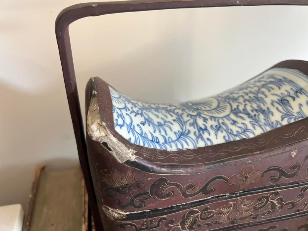 ANTIEK CHINESE LAKDOOS/ TIFFINDRAGER, Antiek en Kunst, Ophalen of Verzenden